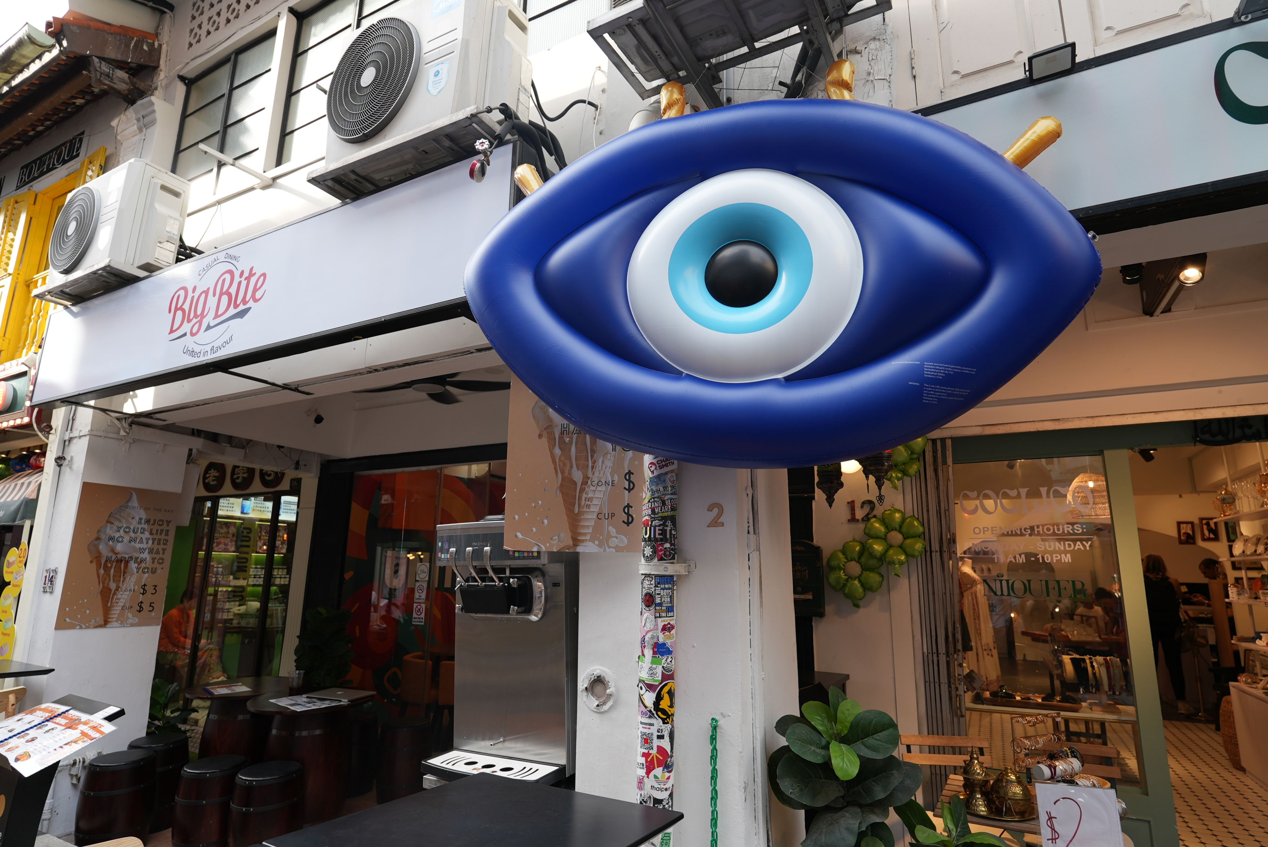 The Evil Eye is a spiritual symbol, representative of the rich history of Haji Lane. Photo: Stella McGann.